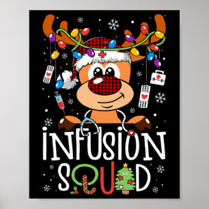 Reindeer christmas infusion nurse squad stethoscop poster