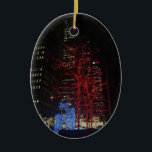 Reindeer Christmas Lights New York City Manhattan Ceramic Ornament<br><div class="desc">Design features an original color photograph of skyscrapers and Christmas lights during the holiday season in New York City. Photographed along Sixth Avenue in midtown Manhattan, NYC. This photograph is also available on a range of other products. Lots of other New York City and nature photographs are also available from...</div>