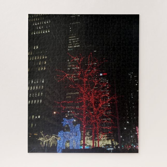 Reindeer Christmas Lights New York City Manhattan Jigsaw Puzzle (Vertical)