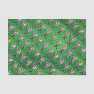 Reindeer Christmas On Green Tissue Paper