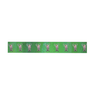 Reindeer Christmas On Green Wraparound Address Label