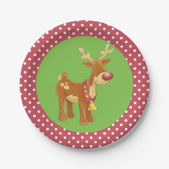Reindeer Christmas Paper Plate (Front)