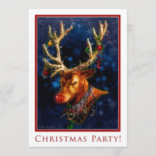 Reindeer Christmas Party Custom Invitation Temp