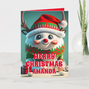 Reindeer Christmas Personalised Kids Holiday Card