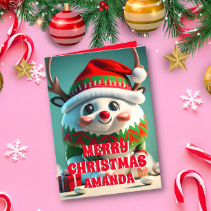 Reindeer Christmas Personalised Kids Photo Holiday Card