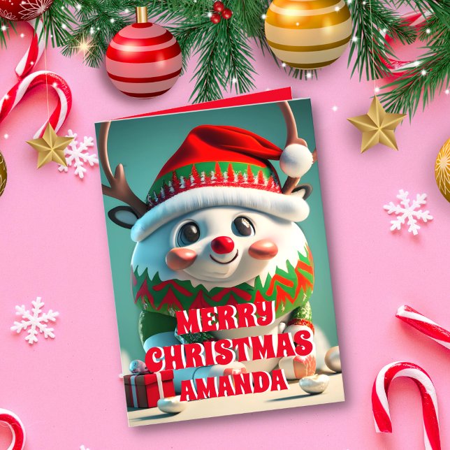 Reindeer Christmas Personalised Kids Photo Holiday Card (Creator Uploaded)