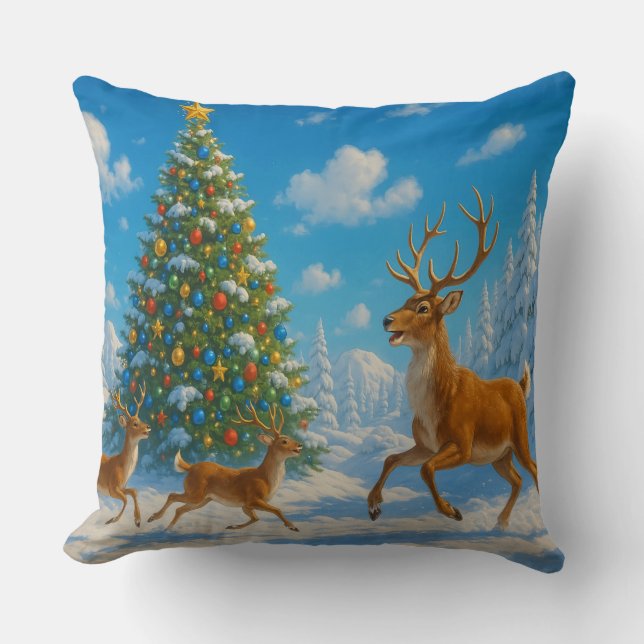 Reindeer Christmas Pillow (Front)