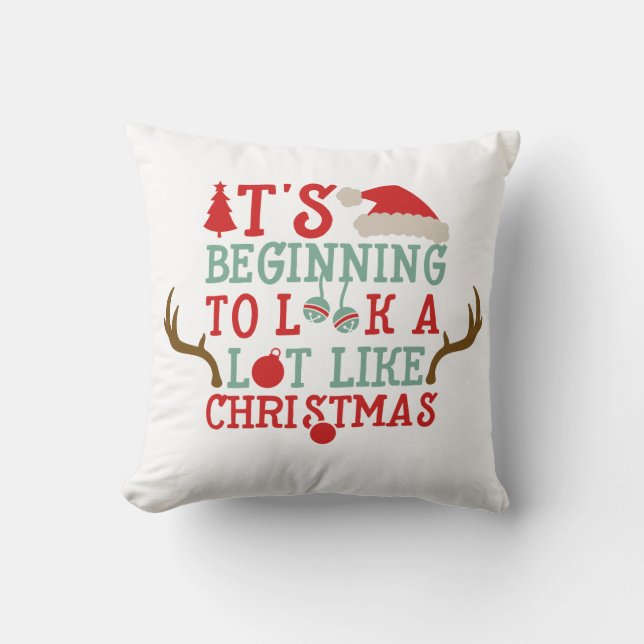 Reindeer Christmas Pillow with Holiday Quote (Front)