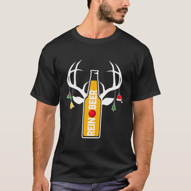 Reindeer Christmas Reinbeer Beer Funny Christmas T-Shirt (Front)