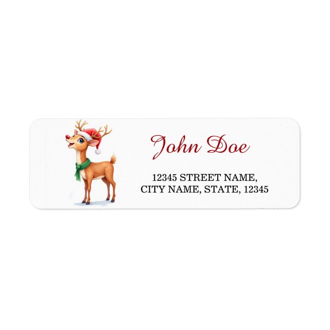 Reindeer Christmas Return Address Labels (Front)