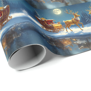 Reindeer Christmas Sleigh Holiday Wrapping Paper