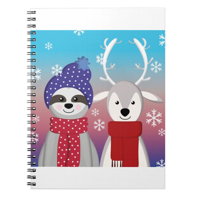 reindeer christmas sloth notebook (Front)