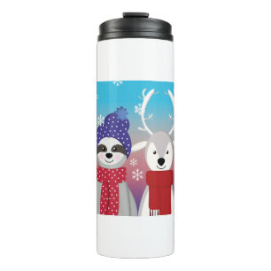 reindeer christmas sloth thermal tumbler