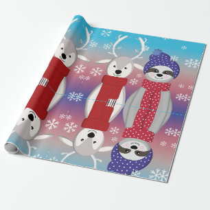 reindeer christmas sloth wrapping paper