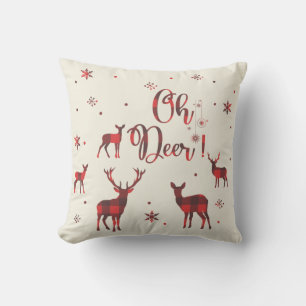 Reindeer Christmas Snowflakes, Happy New Year Cushion