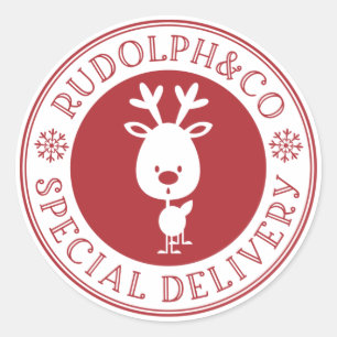 Reindeer Christmas Special Delivery Classic Round Sticker