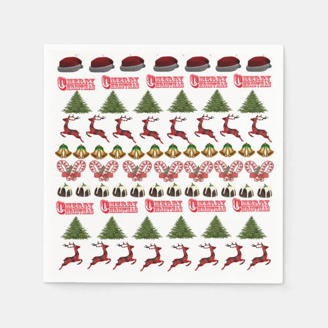 Reindeer Christmas Treats Pattern, Napkin (Front)