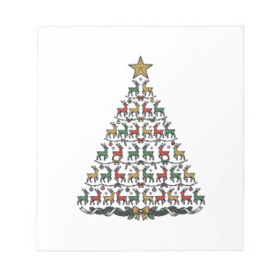 Reindeer Christmas Tree Vintage Engraving Shirt_1 Notepad
