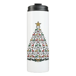 Reindeer Christmas Tree Vintage Engraving Shirt_1 Thermal Tumbler