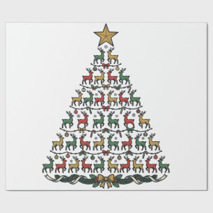 Reindeer Christmas Tree Vintage Engraving Shirt_1 Wrapping Paper