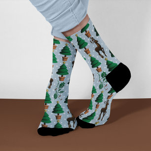 Reindeer, Christmas Trees and Holly Socks