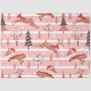 Reindeer Christmas Trees Modern Pink Christmas Tissue Paper