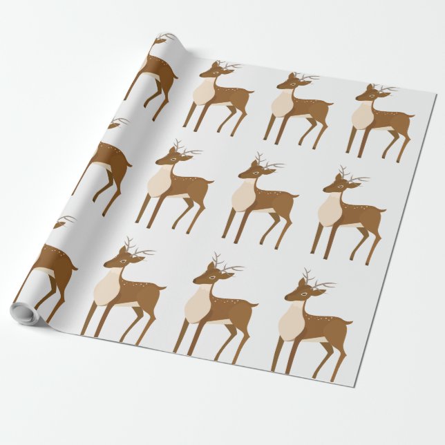 Reindeer Christmas Wrapping Paper (Unrolled)