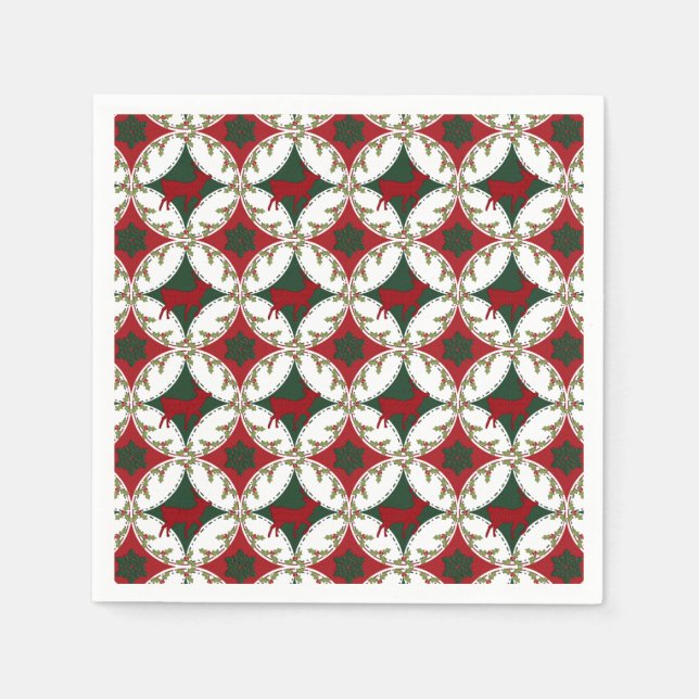 Reindeer Circles-2-PAPER NAPKINS (Front)