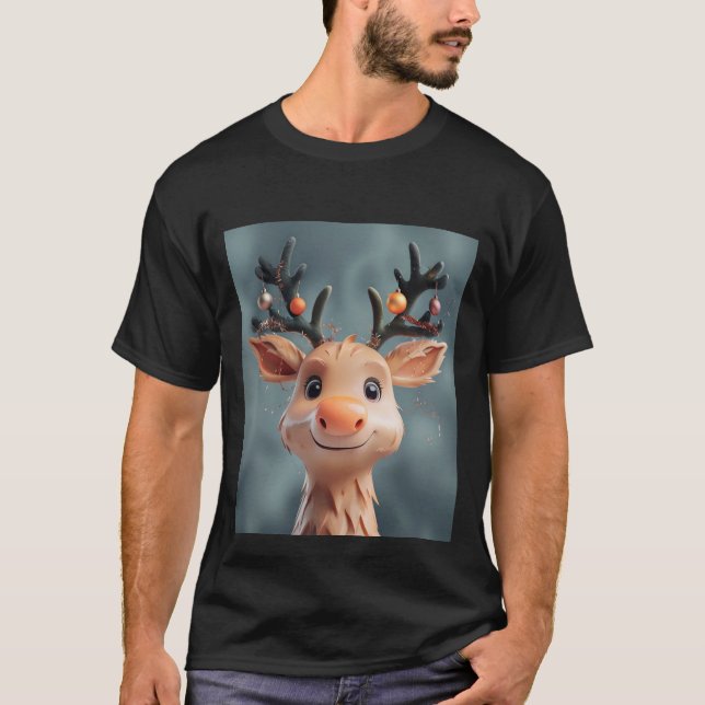 Reindeer Cute Christmas Spirit With Jingle bells   T-Shirt (Front)