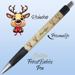 Reindeer Cute Funny Xmas Deer w/ Antlers Gold 🦌