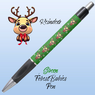 Reindeer Cute Funny Xmas Deer w/ Antlers Green 🦌