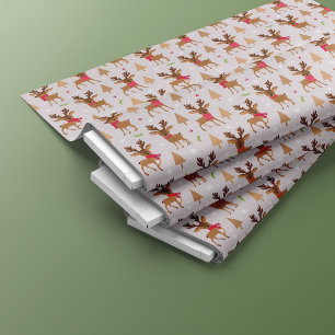Reindeer Cute Girly Christmas Seamless Pattern Fabric
