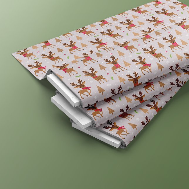 Reindeer Cute Girly Christmas Seamless Pattern Fabric (Creator Uploaded)
