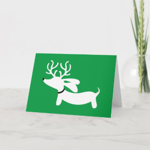 Reindeer Dachshund Holiday Greeting Card Doxie
