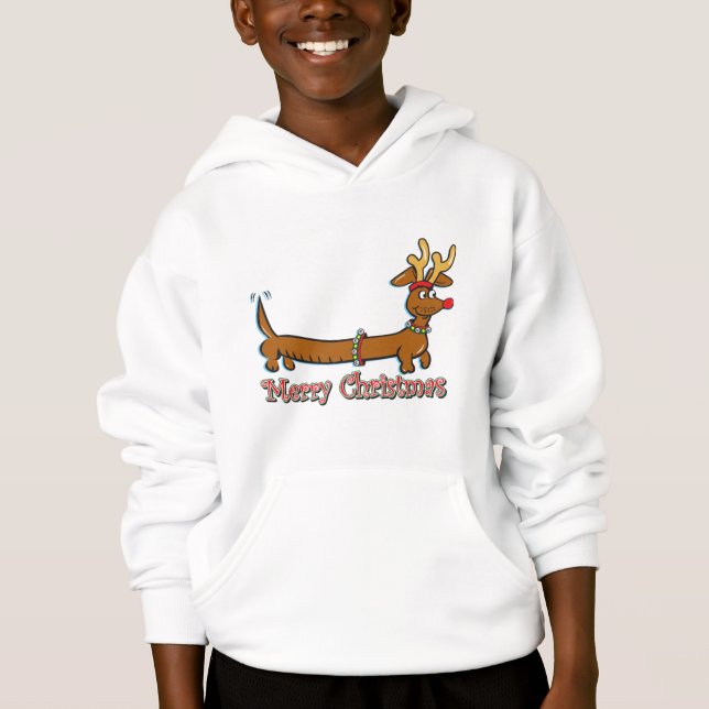 Reindeer Dachshund Merry Christmas (Front)