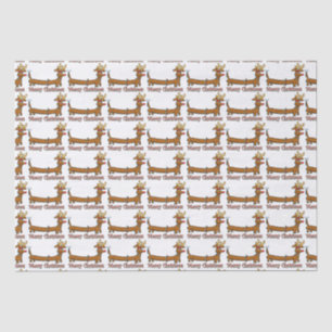 Reindeer Dachshund Santa Claus Tissue Paper