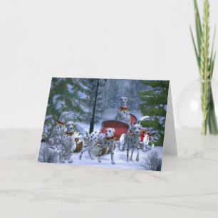 Reindeer Dalmatian Dogs Christmas Greeting Card
