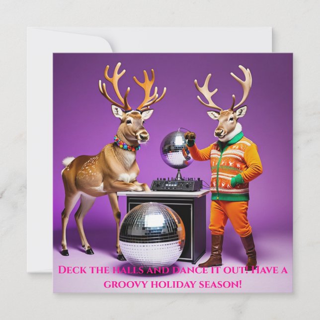 Reindeer Dance Party Holiday Card (Front)