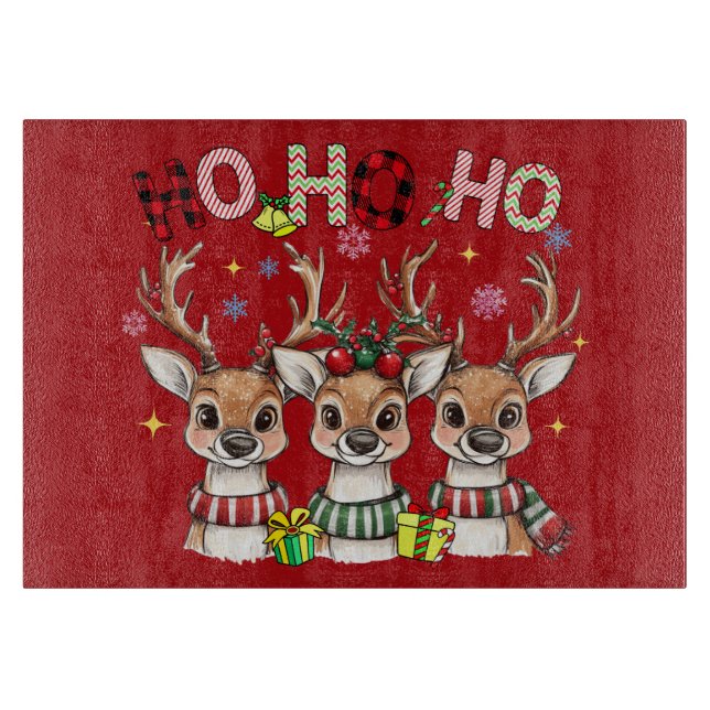 Reindeer Decorative Glass Cutting Board (Front)