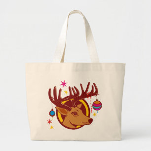 Reindeer / Deer / Christmas Large Tote Bag