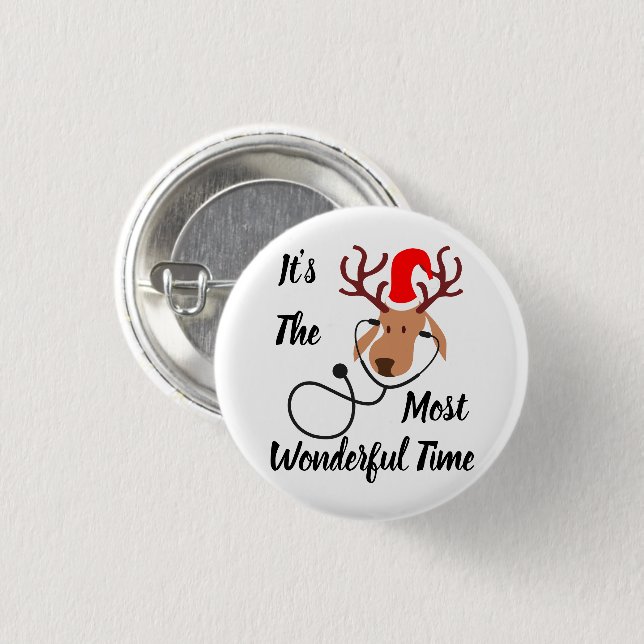 Reindeer Doctor Christmas 3 Cm Round Badge (Front & Back)