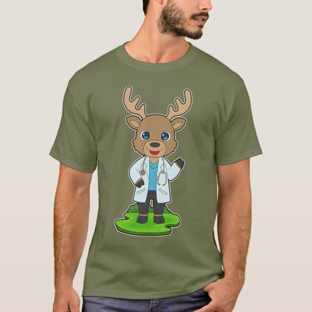 Reindeer Doctor Stethoscope T-Shirt (Front)