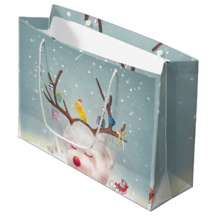 Reindeer Dog with Christmas Ornaments Large Gift Bag