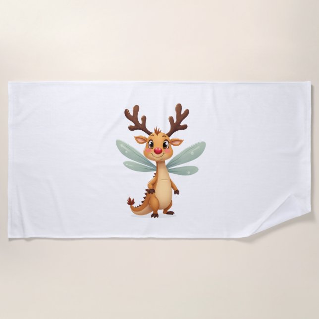 Reindeer Dragonfly Beach Towel (Front)