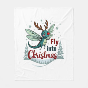 Reindeer Dragonfly Fleece Blanket