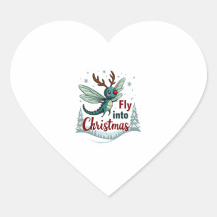Reindeer Dragonfly Heart Sticker