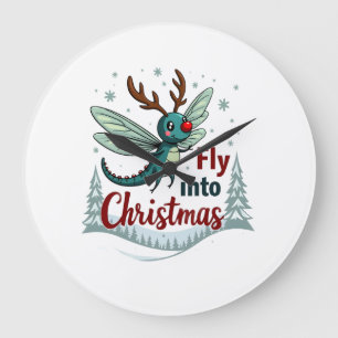 Reindeer Dragonfly Large Clock