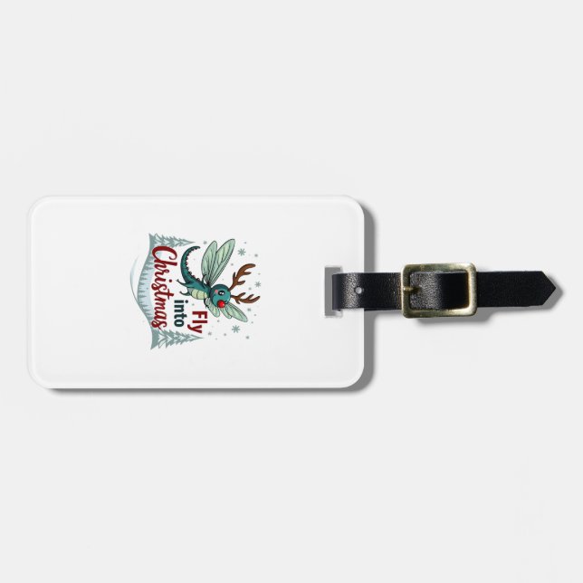 Reindeer Dragonfly Luggage Tag (Front Horizontal)
