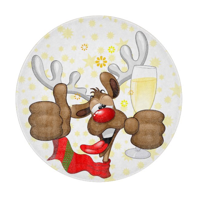 Reindeer Drunk Funny Christmas Character Cutting Board (Front)
