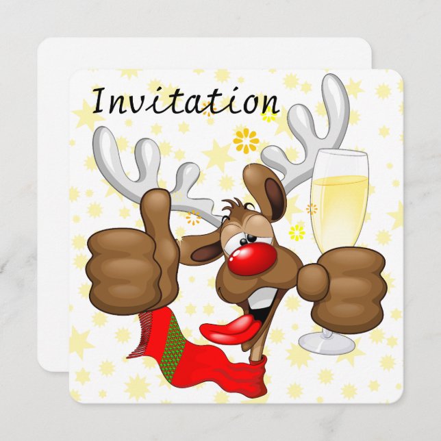 Reindeer Drunk Funny Christmas Character Invitation (Front/Back)